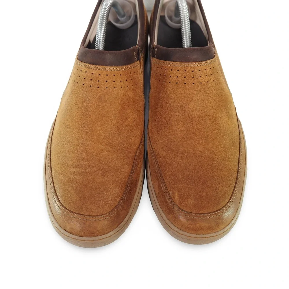 Clarks Gerald Step Slip-on Sneakers Mens 10M‎ Brown Leather 63517